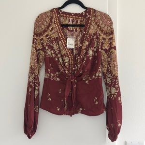 NWT Free People Run Free Print Shirt Blouse Tunic